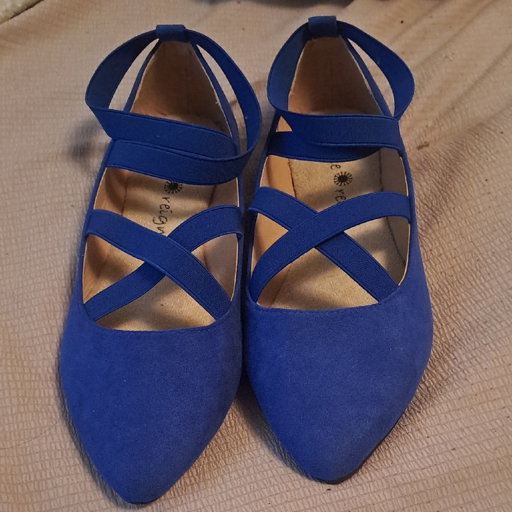 Elegant Blue Women's Flats with Ankle Strap